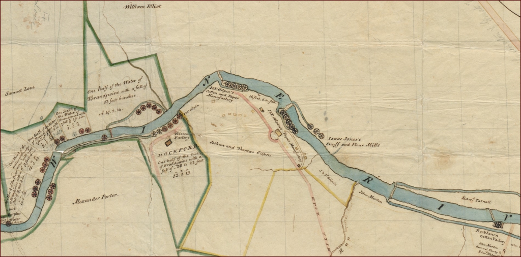 Manuscript map preserved at Hagley Museum and Library depicting Mill Seats on the Brandywine River (1816)