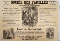 A poster advertising Musée des Familles for 1857-1858. Note that the publishers indicated that the previous 24 volumes could be purchased as a set or individually.