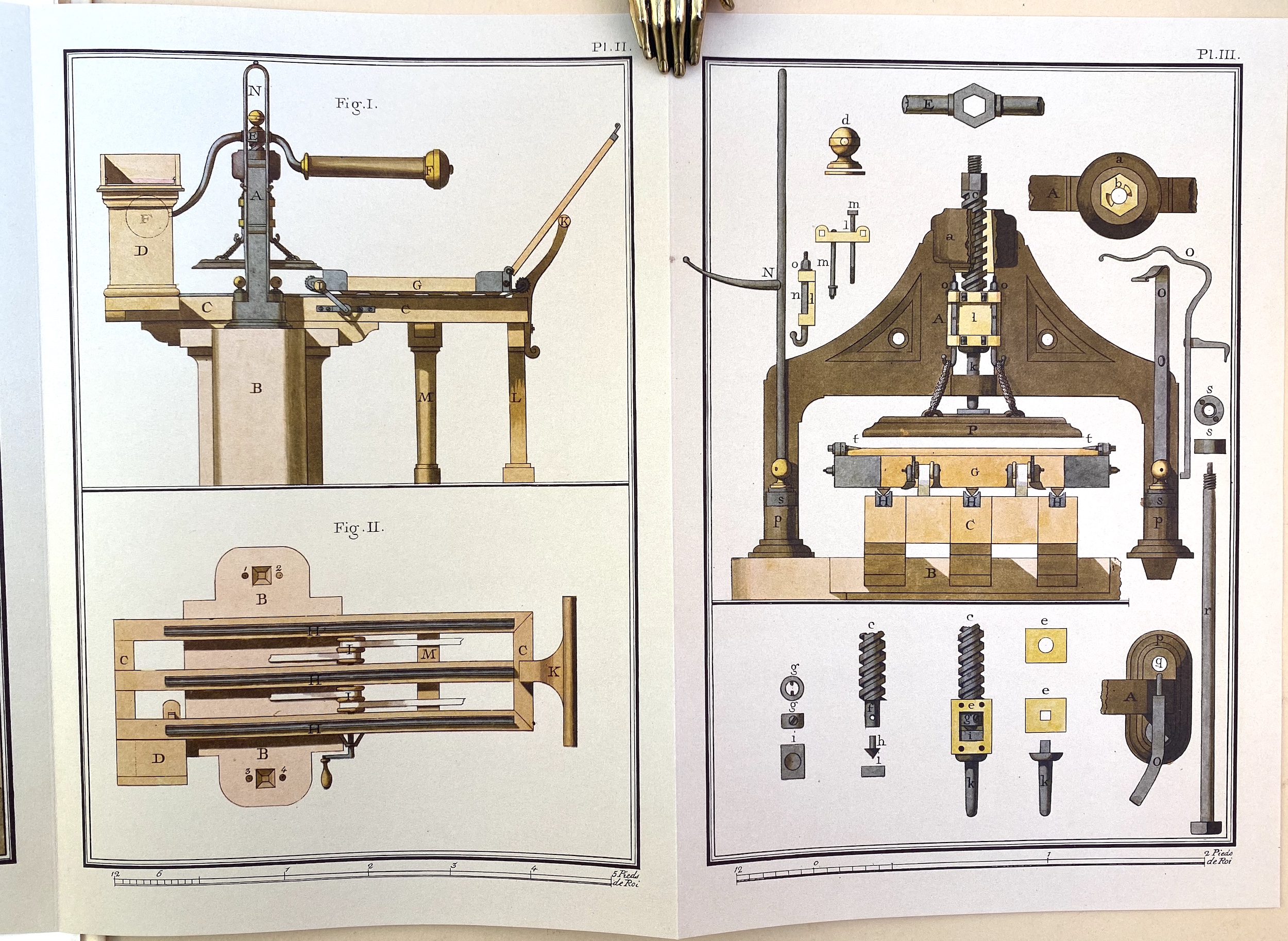 Schematics of the Haas press from the 1955 reproduction of the 1790 pamphlet.