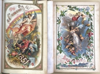 The extremely elaborate brightly colored title pages of the 1851 and 1852 editions.