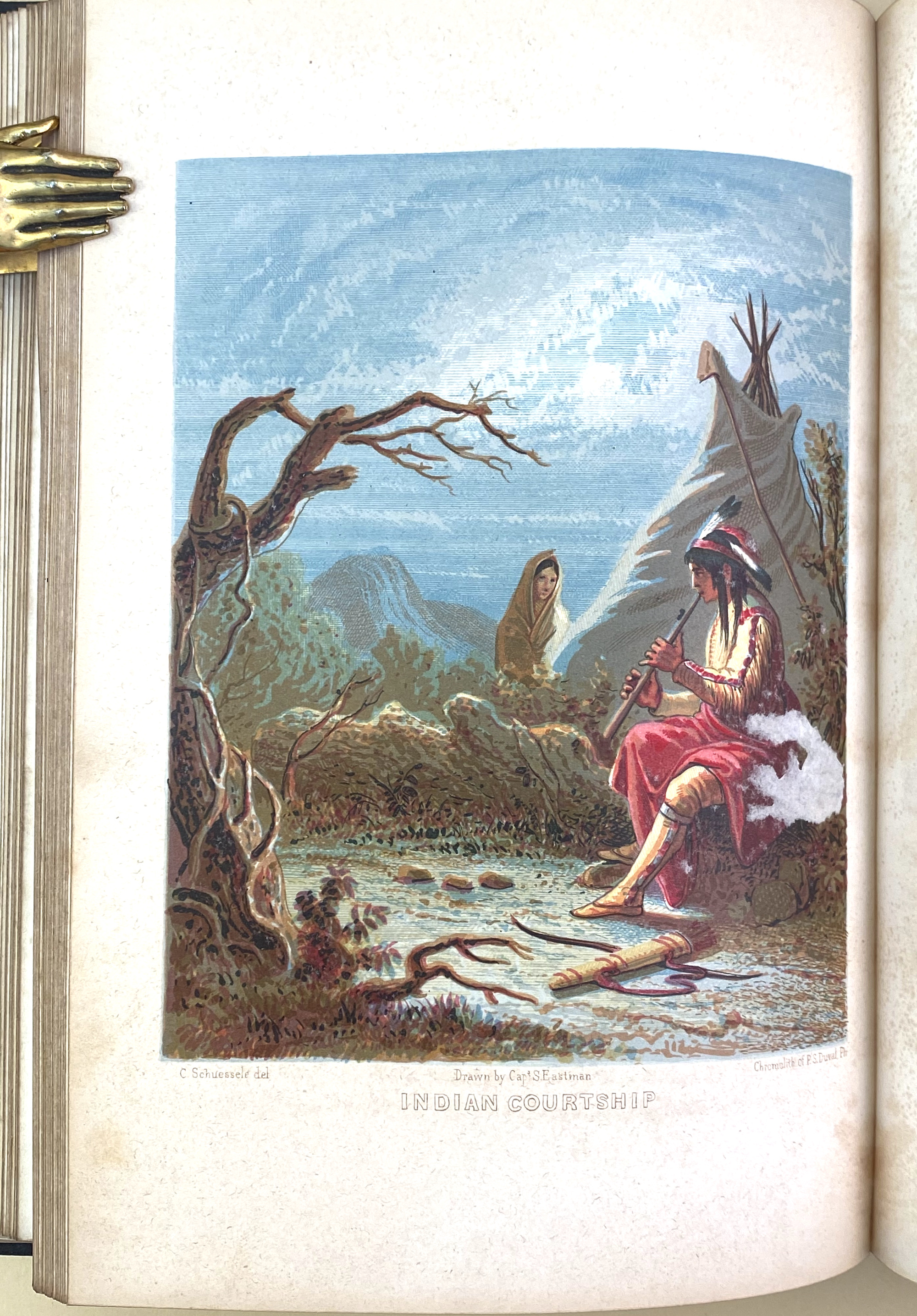 Indian Courtship chromolithographed by P.S. Duval after the painting by Capt. Seth Eastman.