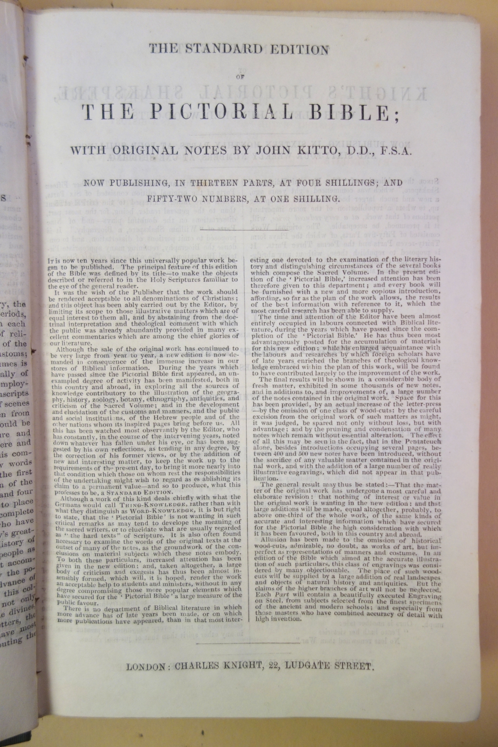 Knight Pictorial Bible ad 1847
