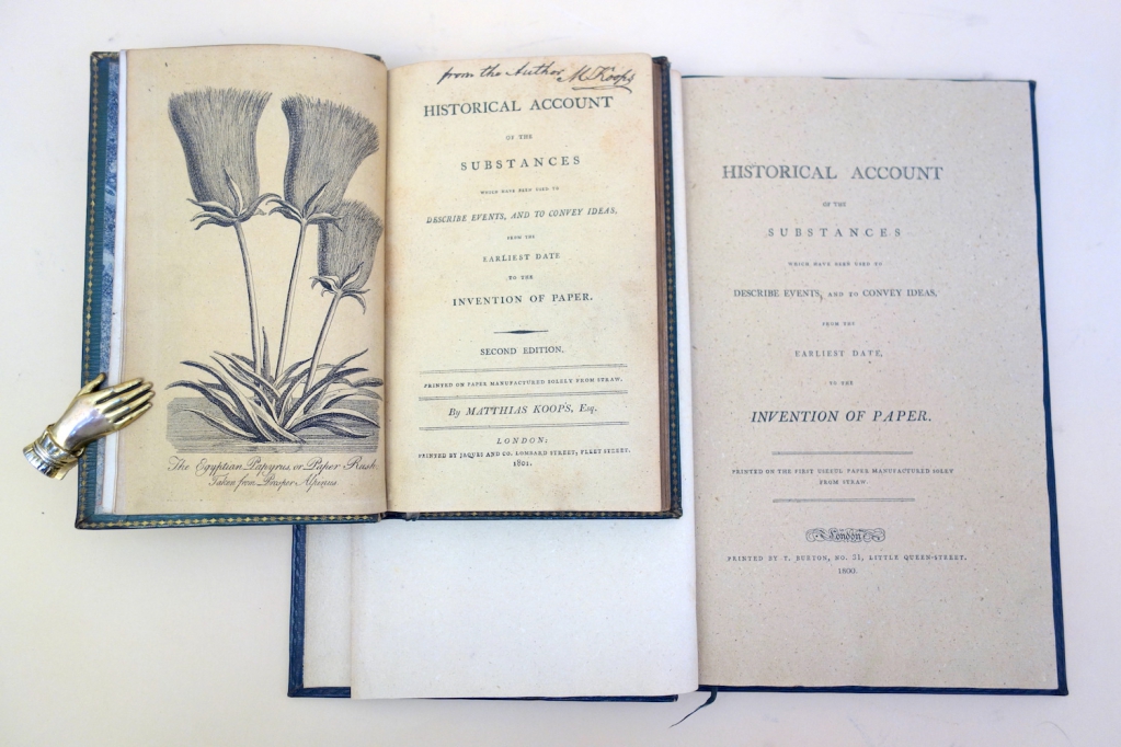 The first edition was printed in larger format. Koops's presentation inscription is on the title page of the second edition. This copy of the second edition is mainly printed on straw paper w