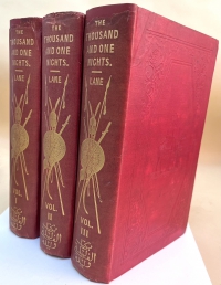 The gilt stamping on the spine is relatively bright on this set but the heads of the spines needed restoration as is evident from the photograph.