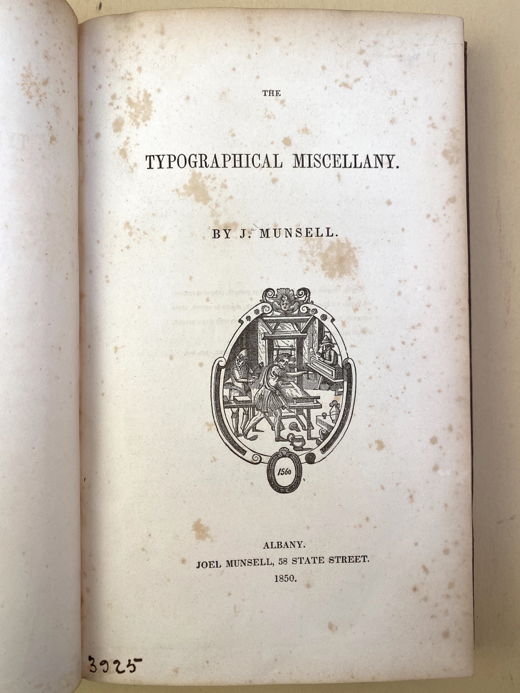 Title page of Munsell's The Typographical Miscellany