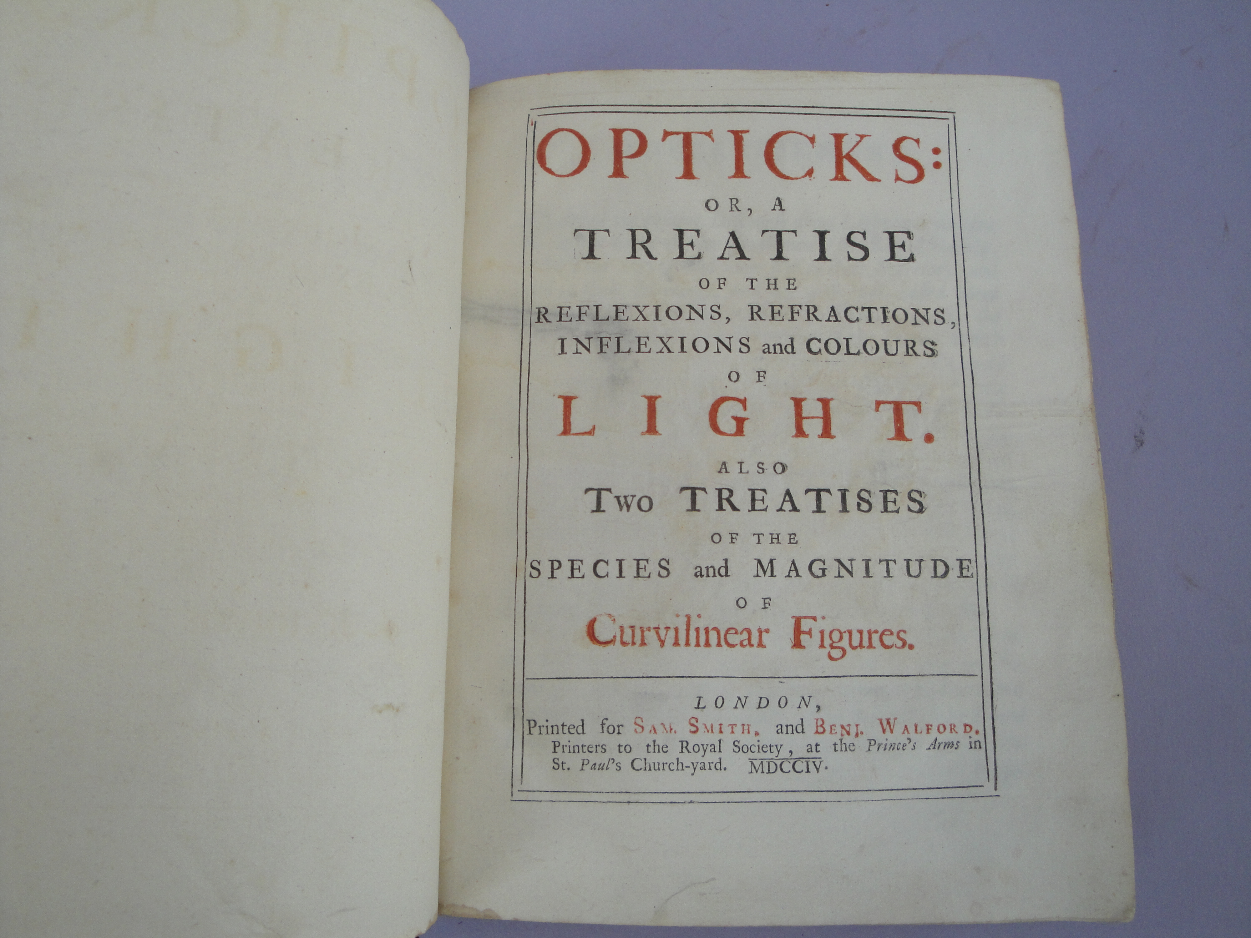 Newton Opticks title page