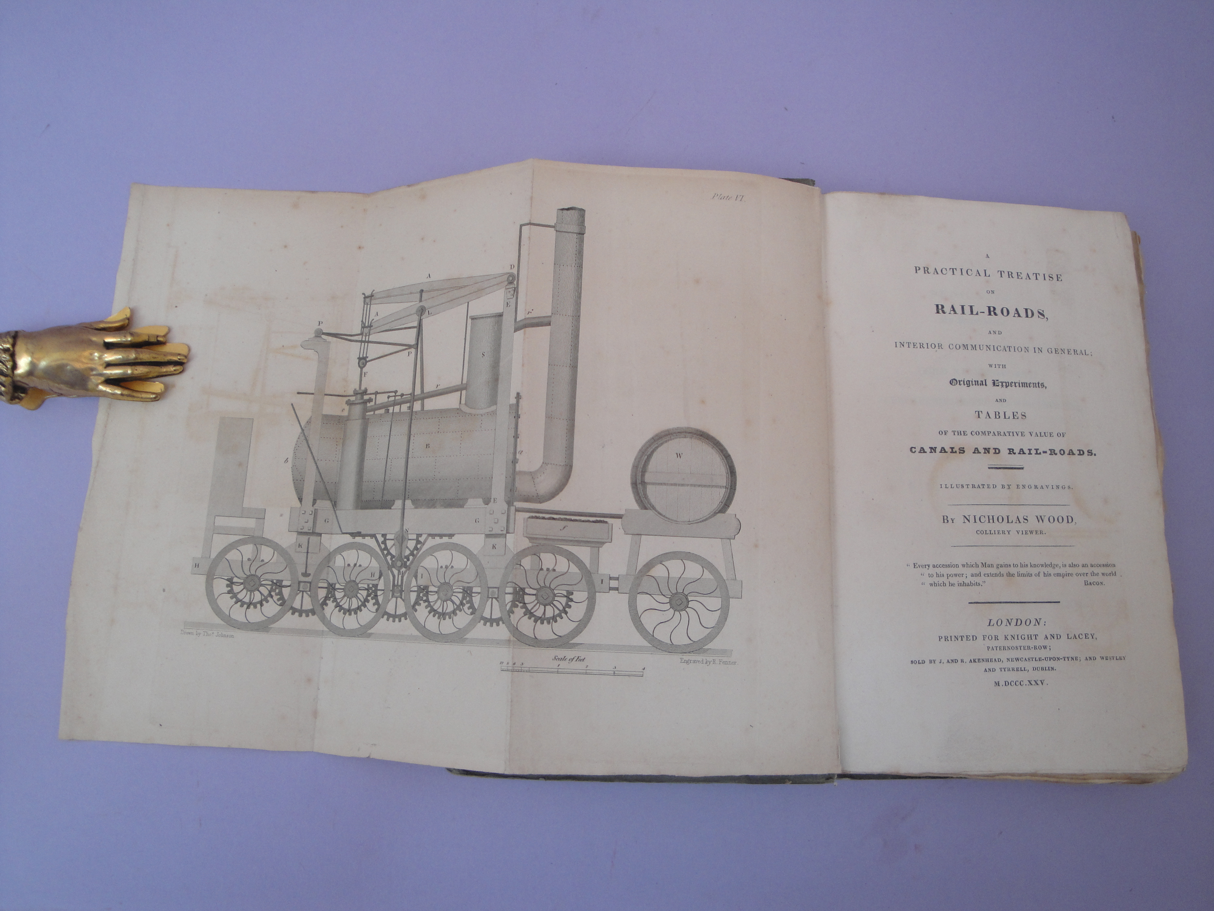 Nicholas Wood Practical treatise on rail roads 1825 title page and frontispiece