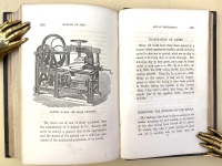 This illustrates an elaborate paper and book trimmer also invented by Isaac Adams, inventor of the Adams Power Press for book printing, and also of the hydraulic book press that Nicholson ill
