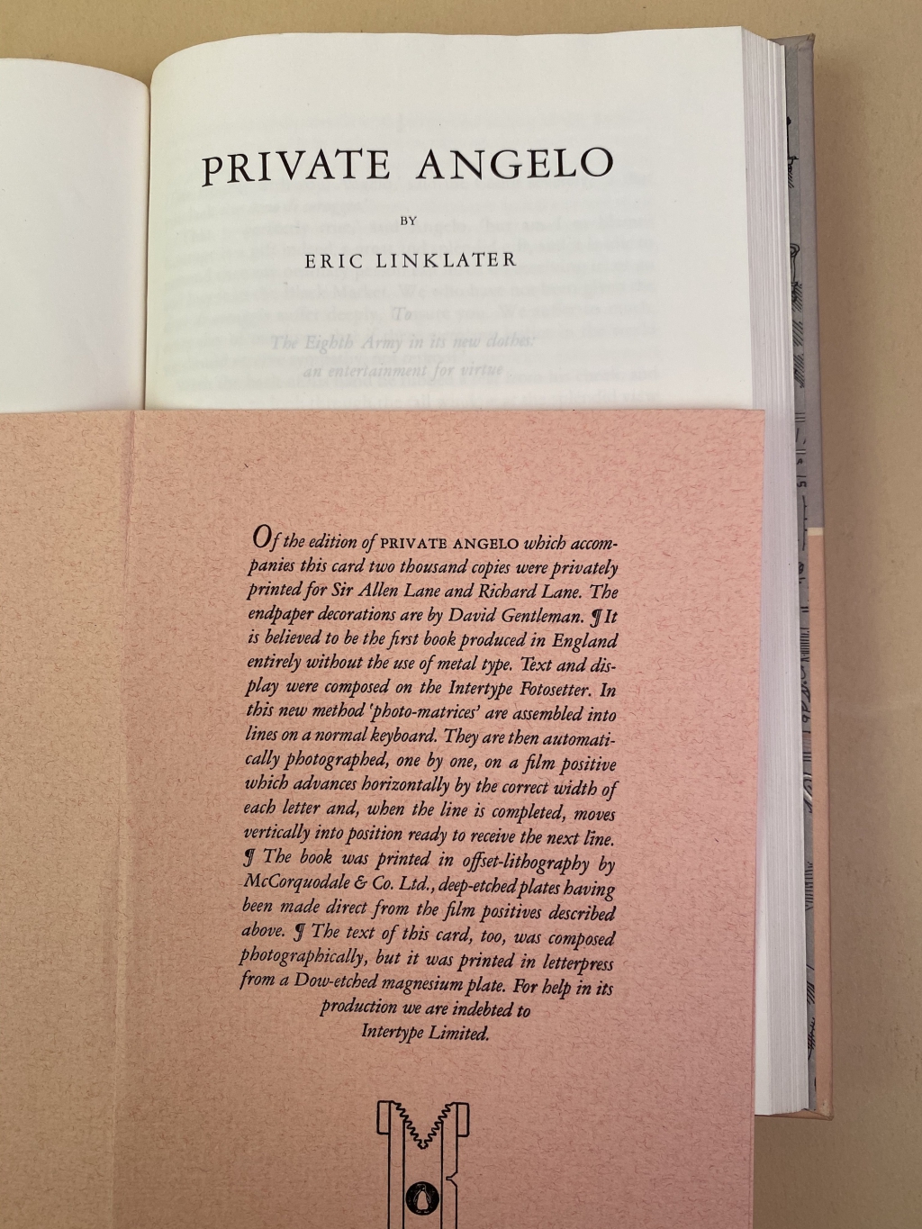 "Private Angelo", The First Book Produced In England Entirely Without ...