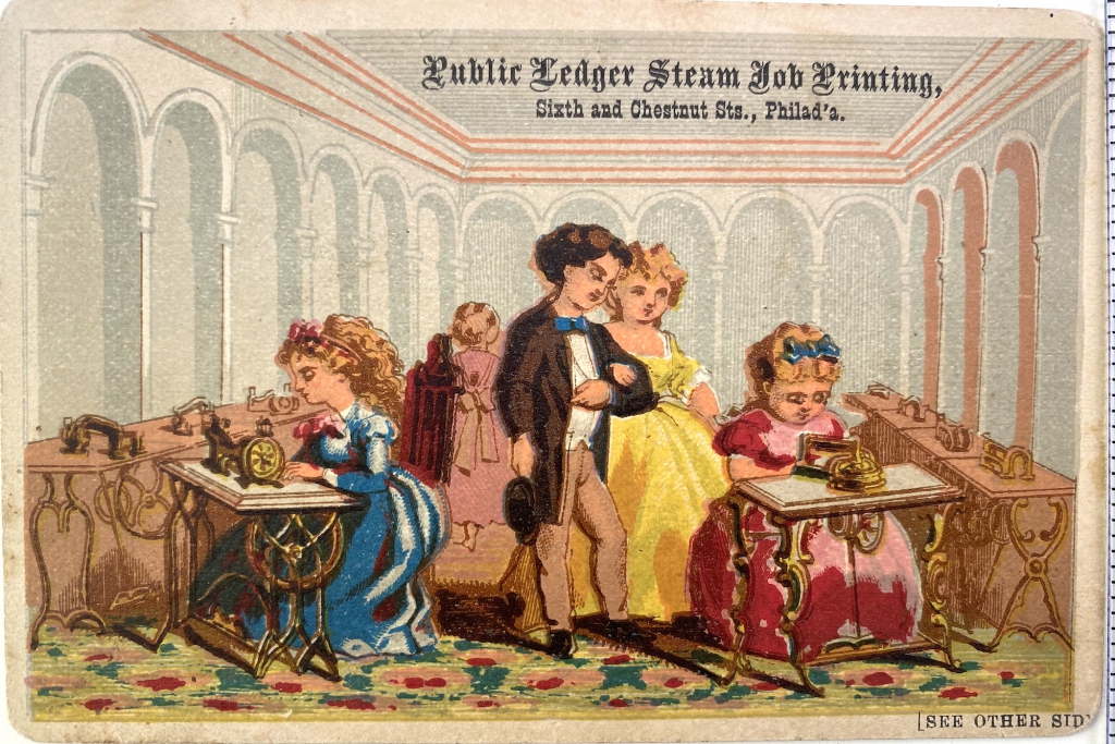 Public Ledger trade card advertising steam job printing
