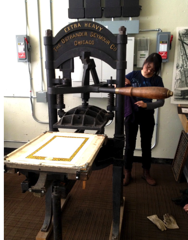 Washington Iron Hand Press at the American Bookbinders Museum, San Francisco.