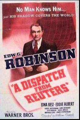Poster advertising the 1940 biographical film about Reuter starring Edward G. Robinson.