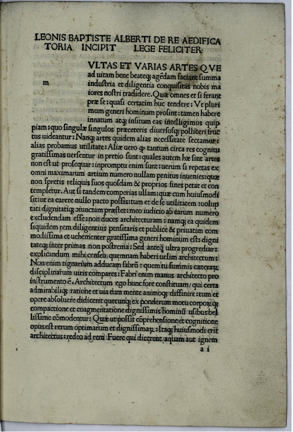 First printed edition of De architectura (Florence, 1485).