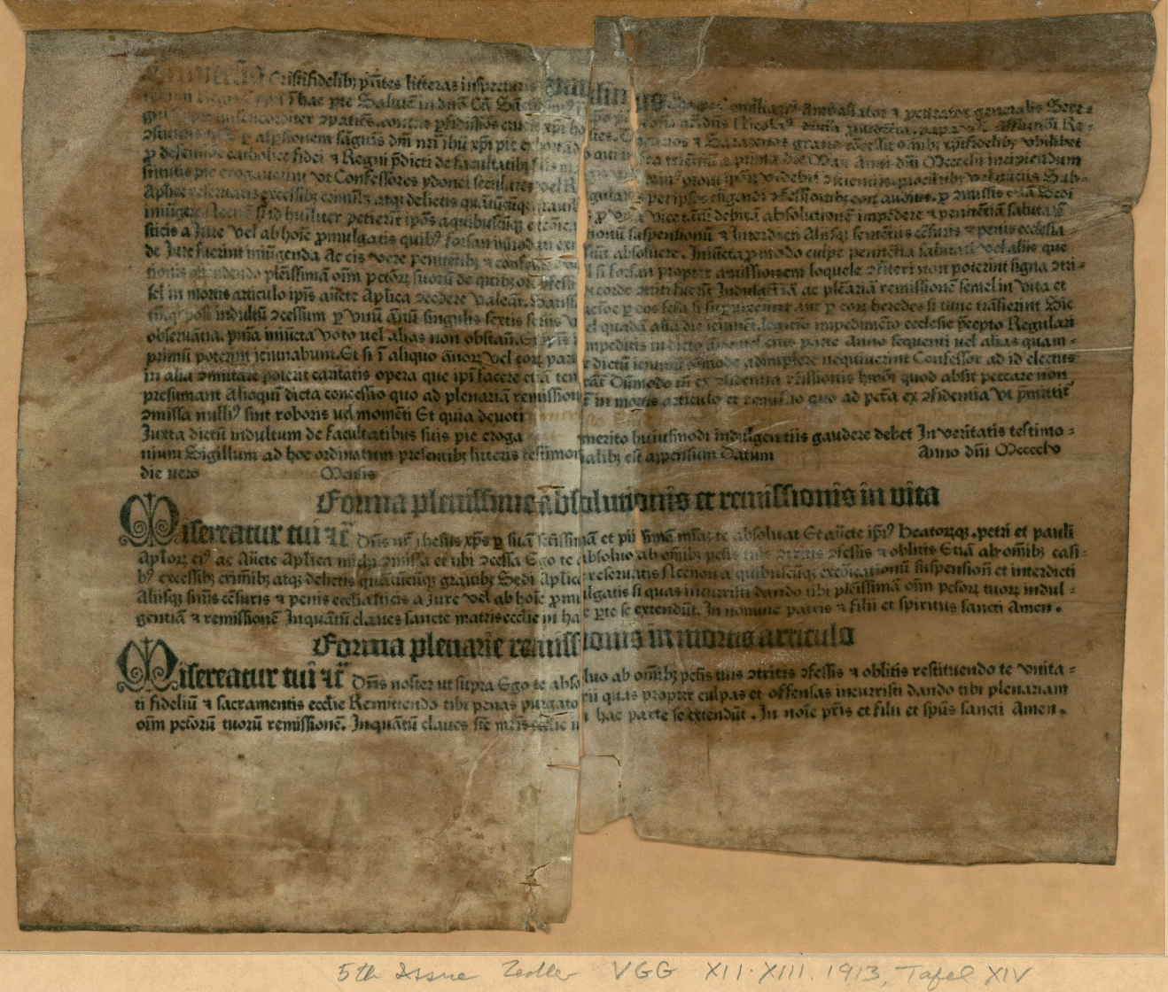 The complete Scheide copy of the 31-line Indulgence in Princeton University Library.