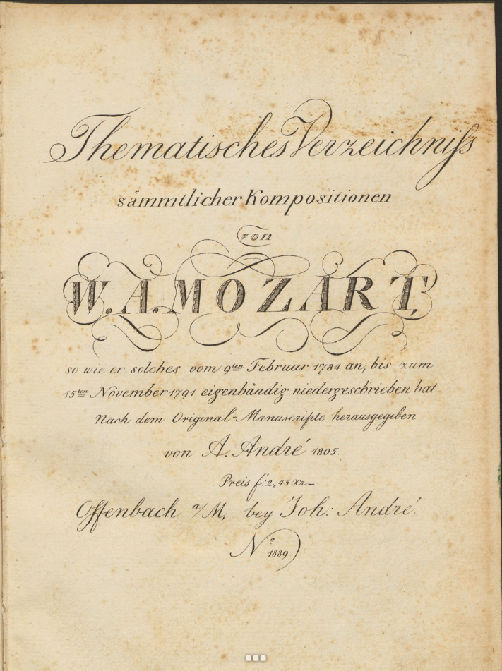 The 1805 lithographed edition of Mozart
