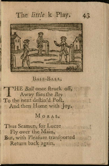 Base-Ball from the Library of Congress digital facsimile of the Worcester, MA 1787 of "A Little Pretty Pocket Book".