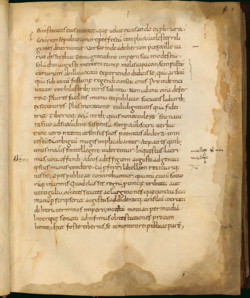 Tacitus, IT:F10100_Plutei_68.01. Leaf 7r. Biblioteca Medicea Laurenziana.