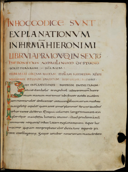 St. Gallen, Stiftsbibliothek, Cod. Sang. 116. Parchment · 412 pp. · 32 x 24 cm · St. Gall, first third of the 9th century. In Ieremiam libri VI