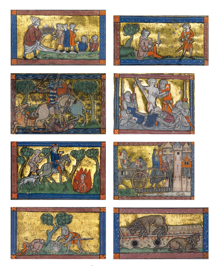 Images from The Rochefoucauld Grail, in French, illuminated manuscript on vellum [eastern Artois or western Flanders (most probably Saint-Omer, Tournai or Ghent), c.1315-23].