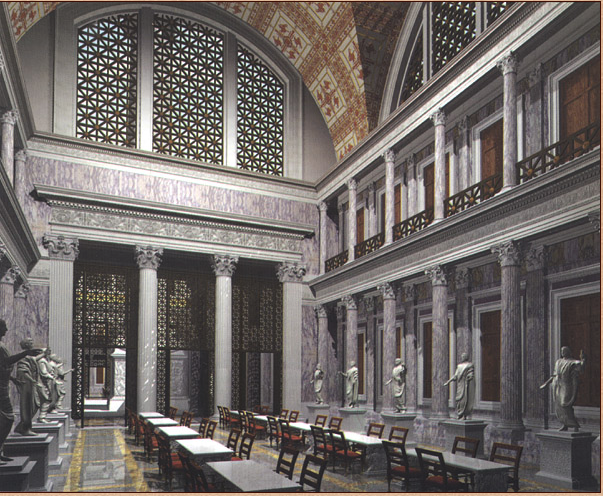 Computer graphic visualization of the Bibliotheca Ulpia.