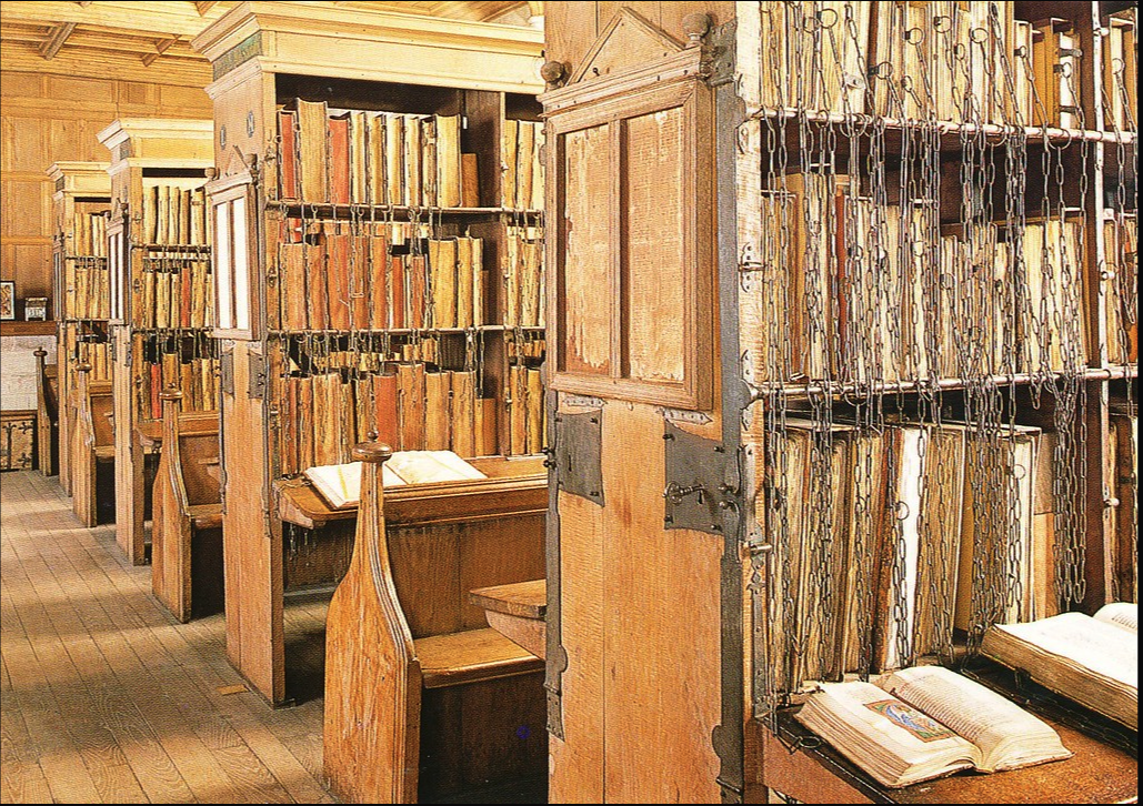 The chained library at Hereford Cathedral.