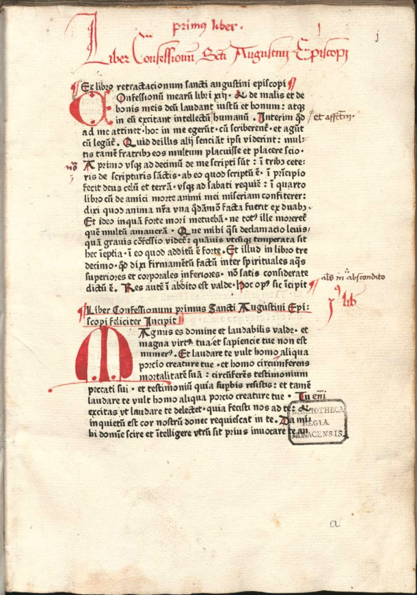 First page of the earliest printed edition of Augustine