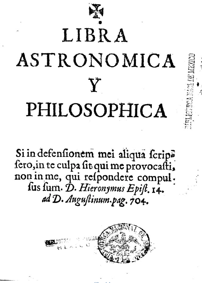 Title page of the first edition from the copy in the National Library of Mexico.