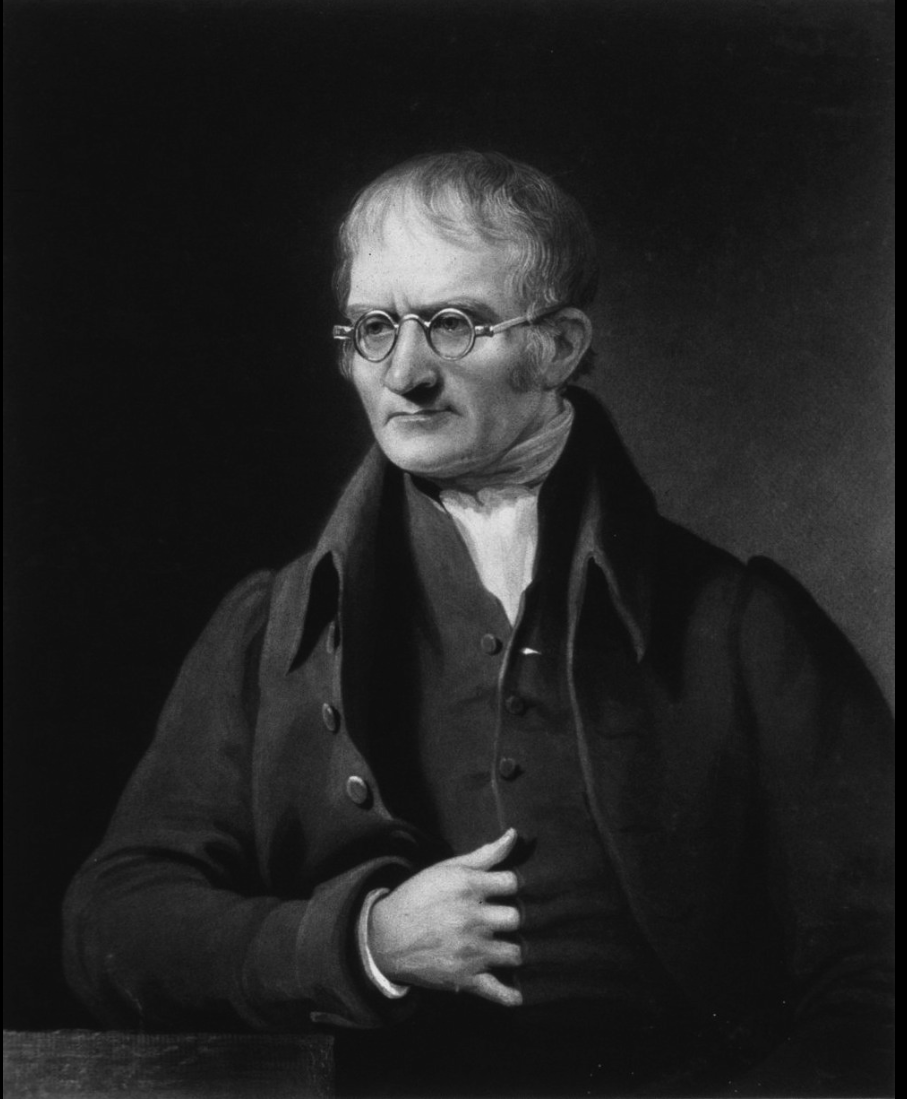 Mezzotint portrait of John Dalton engraved by Charles turner after James Lonsdale.
