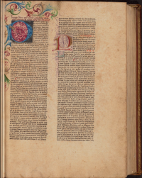 Opening page of the Scheide copy of the third impression of the Catholicon, Mainz: [Konrad Humery & Peter Schoeffer, “1460” [ca. 1473]. Princeton provides a digital facsimile of that copy at this link.
