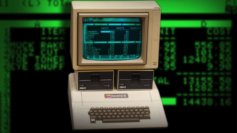 VisiCalc running on an Apple II