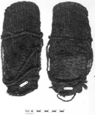 Sagebrush bark sandals from Fort Rock Cave, similar to specimens radiocarbon dated from 10,500-9,300 years old.