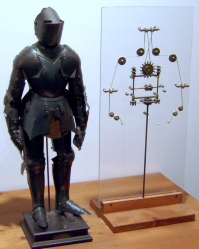 Model of a robot based on drawings by Leonardo da Vinci. rik Möller. Leonardo da Vinci. Mensch - Erfinder - Genie exhibit, Berlin 2005.