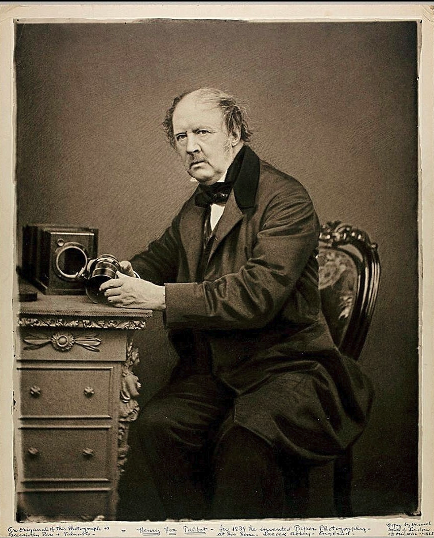 Photograph of William Henry Fox Talbot, 1864,  by John Moffat (Scottish, 1819–1894). Carbon print, printed 1948 by Harold White. George Eastman Museum.
