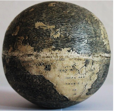 Dating from about 1504, a globe engraved on an ostrich egg.