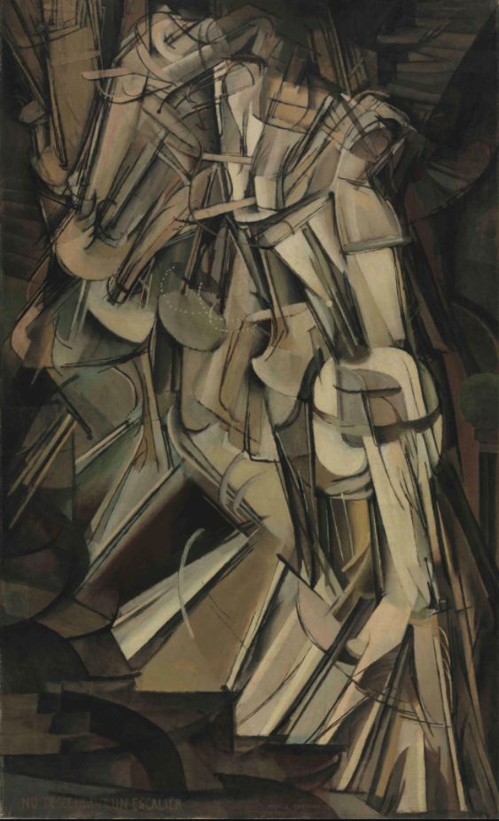 Nude Descending a Staircase by Marcel Duchamp, No. 2, painted in 1912.
