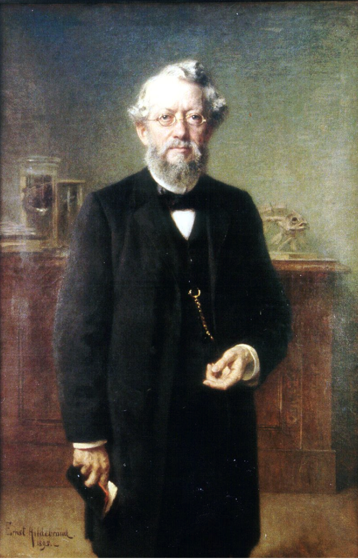 
Portrait of Karl August Möbius possibly holding an oyster by Ernst Hildebrand
