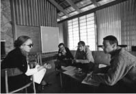 (Left to right) Maxine Singer, Norton Zinder, Sydney Brenner, and Paul Berg at the Asilomar Conference, 1975. Copyright, National Academy of Sciences.