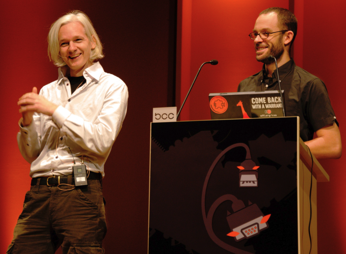 Julian Assange and his deputy Daniel Domscheit-Berg, Berlin 2009.