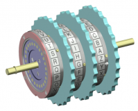 Computer graphic of the rotor type used by Enigma.