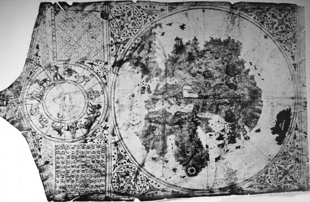 The De Virga world map, including calendars, from an old photograph before the map disappeared