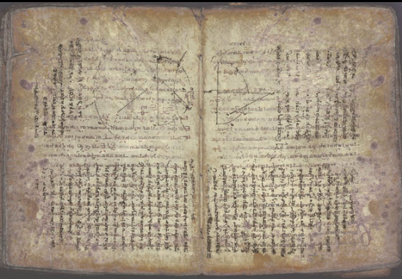 A page openiong from the Archimedes Palimpsest.