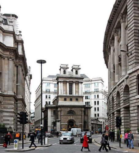 St Mary Woolnoth, Lombard Street, London EC3, a street notable for its connections with the City of London