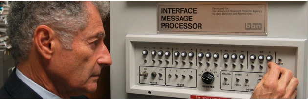 Leonard Kleinrock with the Interface Message Processor that was used to send the first message over the Internet