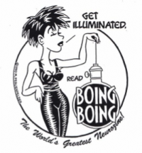 "Logo" of boing boing advertised on p. 13 of issue number 4.