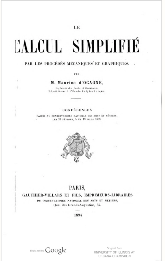 Title page of Ocagne's Le calcul simplifié