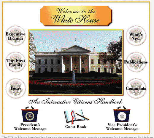 Screenshot of the first home page of WhiteHouse.gov from the ObamaWhitehouse.archives.gov.