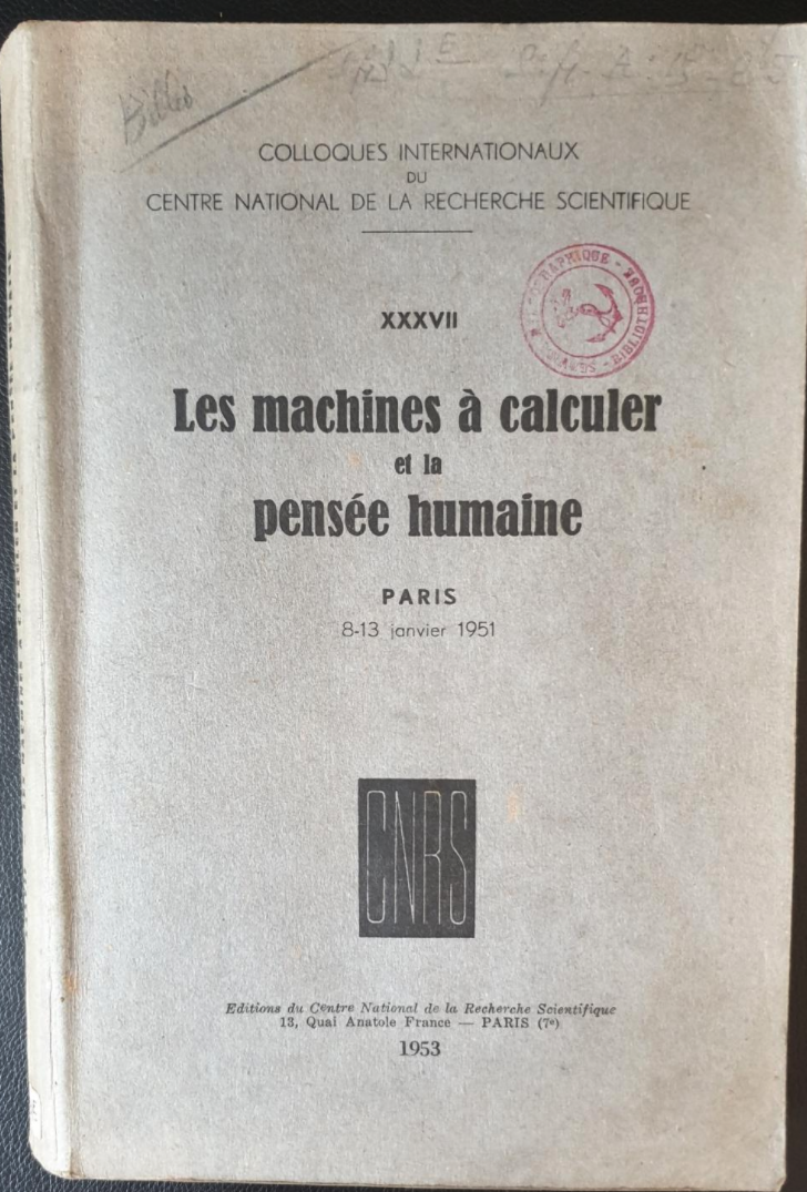 Cover Les machines à calculer et la pensée humaine (1953).