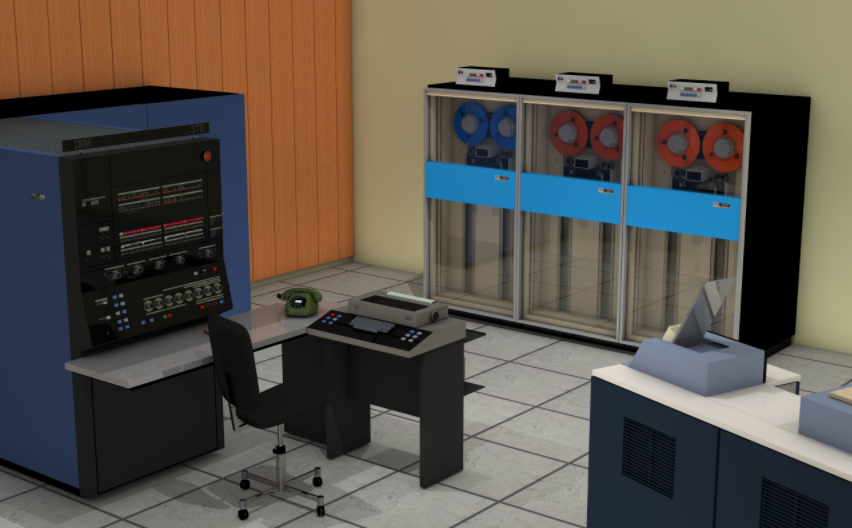 Computer graphic rendering of the IBM System/370.
