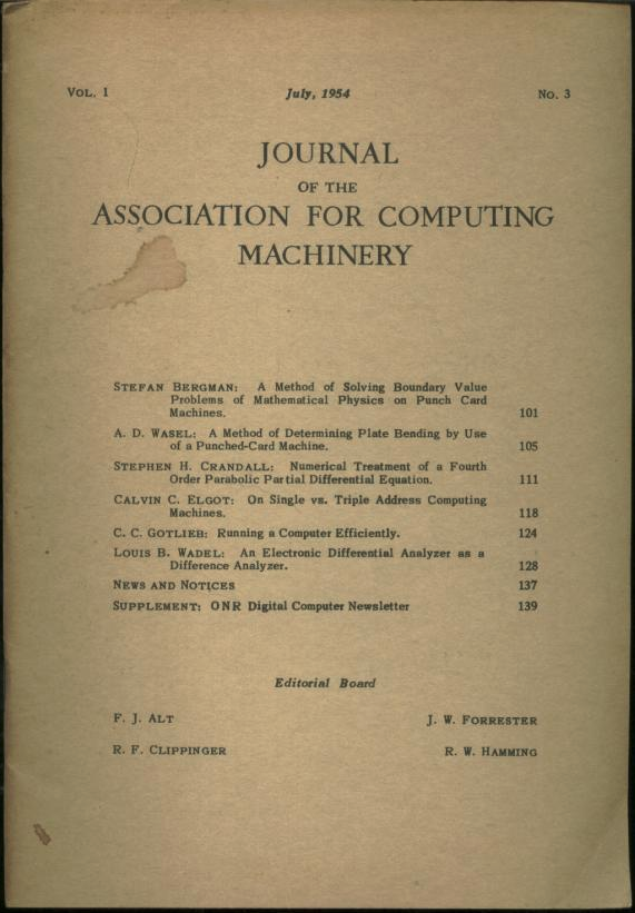 Vol. 1, no. 3 of the Journal of the Association for Computing Machinery (1954).