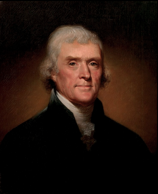 Thomas Jefferson, painting by Rembrandt Peale (1800) cropped.
